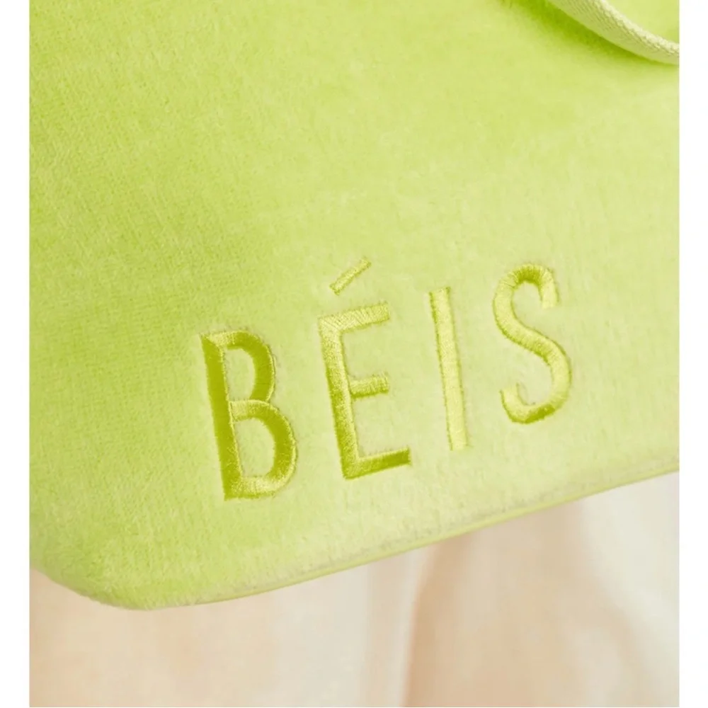 NWT BÉIS / Beis Citron Green Terry Tote Bag - Picture 4 of 13